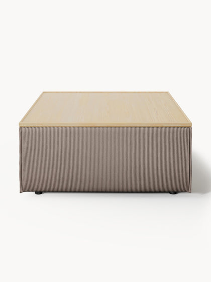 Westwing Reposapiés Puf De Pana Con Espacio De Almacenamiento Lennon