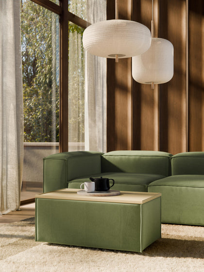 Westwing Reposapiés Puf De Pana Con Espacio De Almacenamiento Lennon