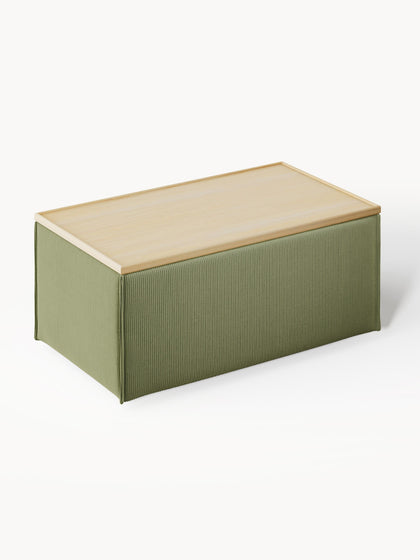 Westwing Reposapiés Puf De Pana Con Espacio De Almacenamiento Lennon