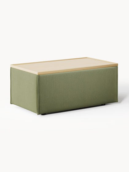 Westwing Reposapiés puf de pana con espacio de almacenamiento Lennon