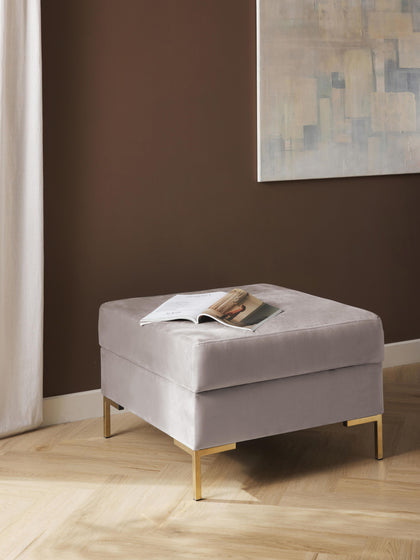 Westwing Reposapiés Puf De Terciopelo Con Espacio De Almacenamiento Luna