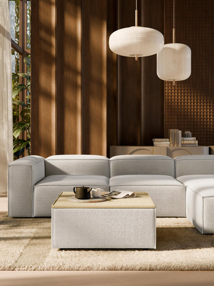 Westwing Reposapiés Puf En Tejido Bouclé Con Espacio De Almacenamiento Lennon