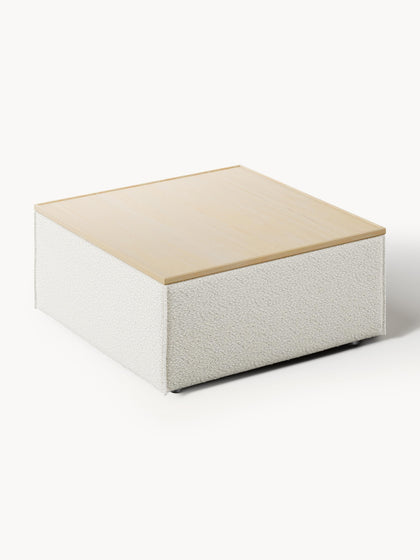 Westwing Reposapiés Puf En Tejido Bouclé Con Espacio De Almacenamiento Lennon