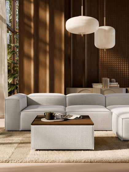 Westwing Reposapiés Puf En Tejido Bouclé Con Espacio De Almacenamiento Lennon