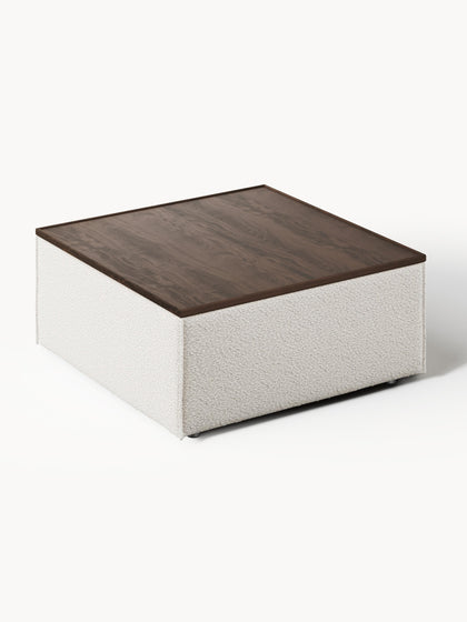 Westwing Reposapiés Puf En Tejido Bouclé Con Espacio De Almacenamiento Lennon