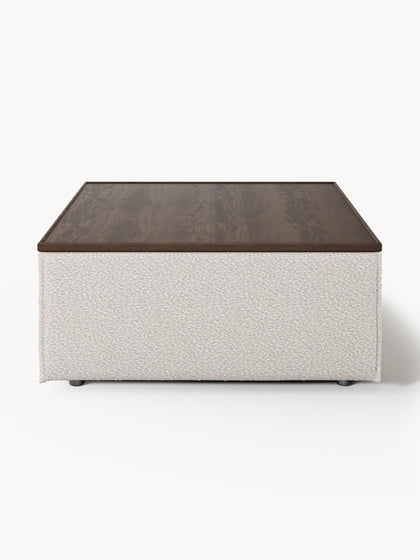 Westwing Reposapiés Puf En Tejido Bouclé Con Espacio De Almacenamiento Lennon