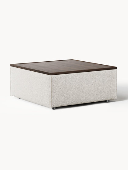 Westwing Reposapiés puf en tejido bouclé con espacio de almacenamiento Lennon