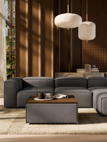 Westwing Reposapiés Puf En Tejido Bouclé Con Espacio De Almacenamiento Lennon