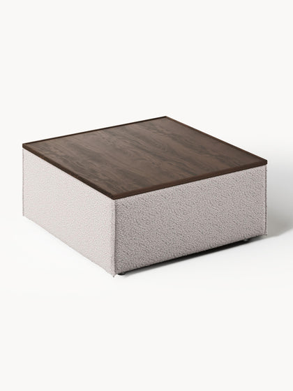 Westwing Reposapiés Puf En Tejido Bouclé Con Espacio De Almacenamiento Lennon