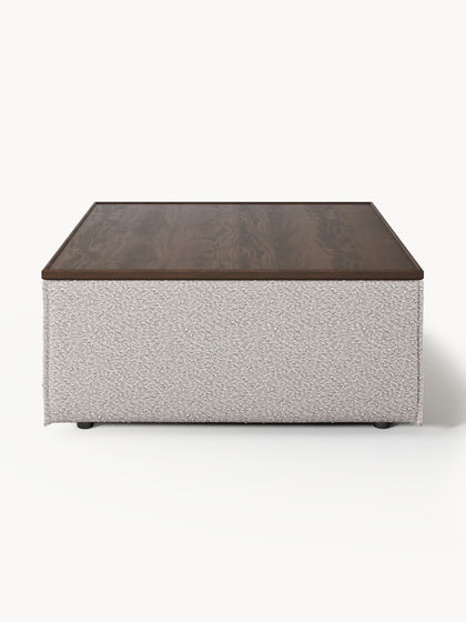 Westwing Reposapiés Puf En Tejido Bouclé Con Espacio De Almacenamiento Lennon