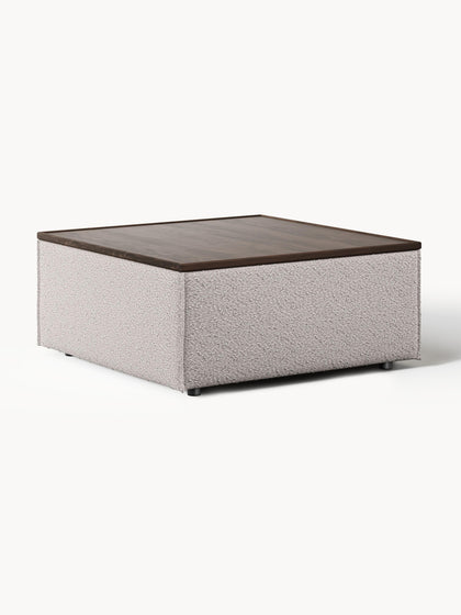 Westwing Reposapiés puf en tejido bouclé con espacio de almacenamiento Lennon