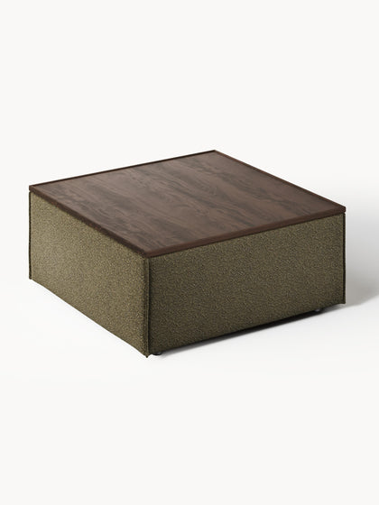 Westwing Reposapiés Puf En Tejido Bouclé Con Espacio De Almacenamiento Lennon