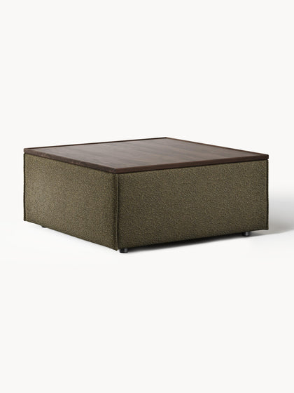 Westwing Reposapiés puf en tejido bouclé con espacio de almacenamiento Lennon