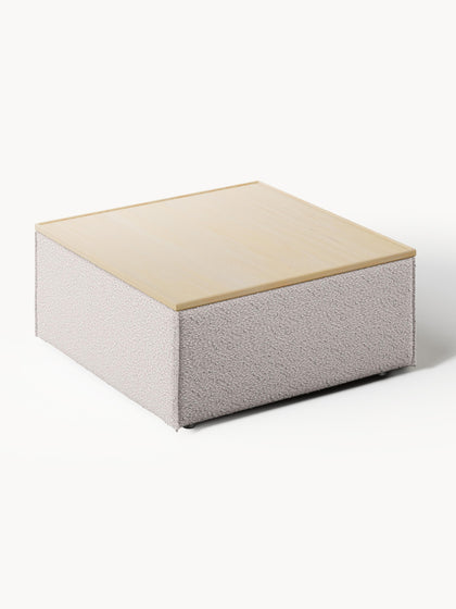 Westwing Reposapiés Puf En Tejido Bouclé Con Espacio De Almacenamiento Lennon