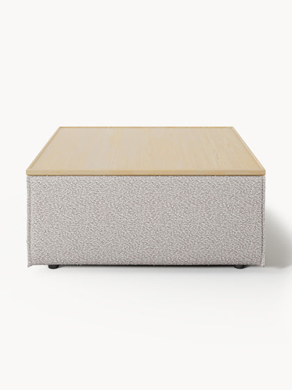 Westwing Reposapiés Puf En Tejido Bouclé Con Espacio De Almacenamiento Lennon