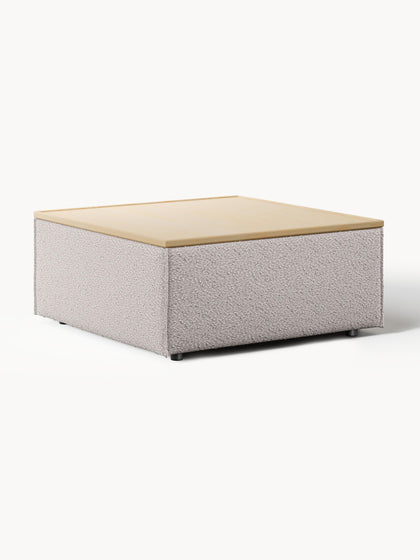 Westwing Reposapiés puf en tejido bouclé con espacio de almacenamiento Lennon