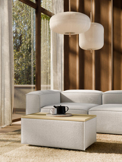 Westwing Reposapiés Puf En Tejido Bouclé Con Espacio De Almacenamiento Lennon