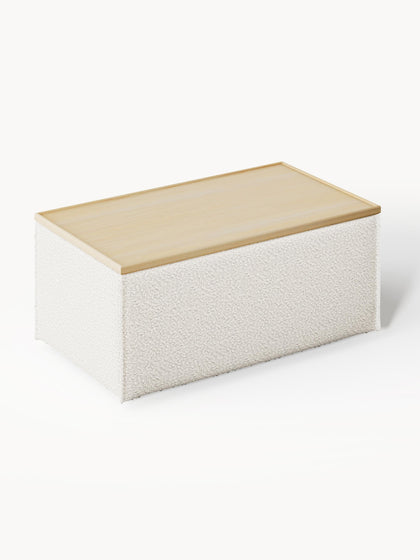 Westwing Reposapiés Puf En Tejido Bouclé Con Espacio De Almacenamiento Lennon