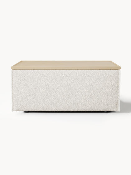 Westwing Reposapiés Puf En Tejido Bouclé Con Espacio De Almacenamiento Lennon