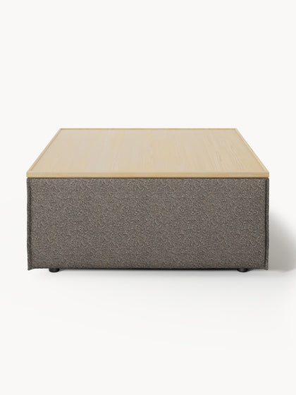 Westwing Reposapiés Puf En Tejido Bouclé Con Espacio De Almacenamiento Lennon