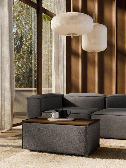 Westwing Reposapiés Puf En Tejido Bouclé Con Espacio De Almacenamiento Lennon