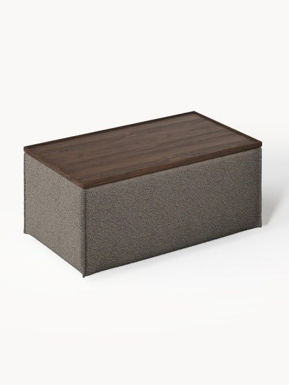 Westwing Reposapiés Puf En Tejido Bouclé Con Espacio De Almacenamiento Lennon