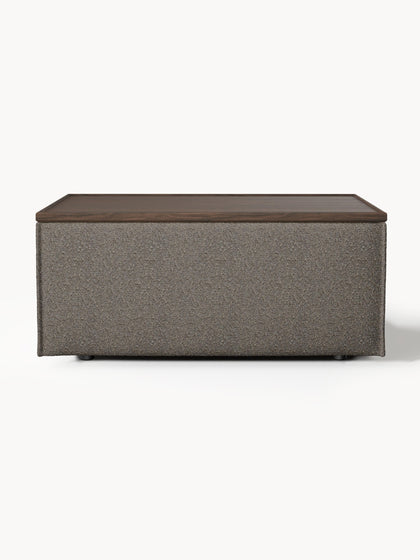 Westwing Reposapiés Puf En Tejido Bouclé Con Espacio De Almacenamiento Lennon