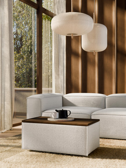 Westwing Reposapiés Puf En Tejido Bouclé Con Espacio De Almacenamiento Lennon