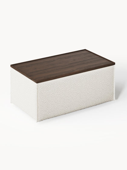 Westwing Reposapiés Puf En Tejido Bouclé Con Espacio De Almacenamiento Lennon