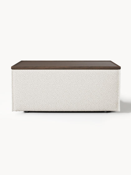 Westwing Reposapiés Puf En Tejido Bouclé Con Espacio De Almacenamiento Lennon