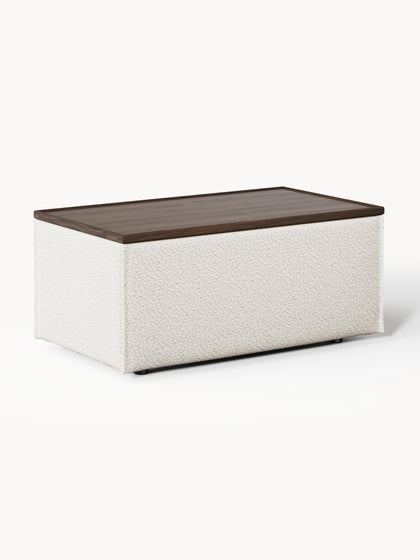 Westwing Reposapiés puf en tejido bouclé con espacio de almacenamiento Lennon