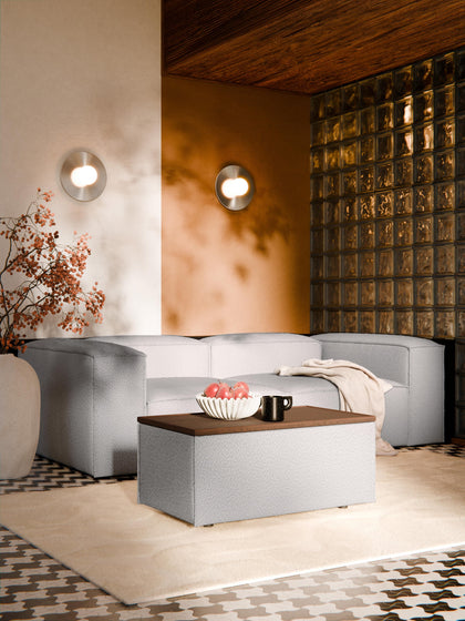 Westwing Reposapiés Puf En Tejido Bouclé Con Espacio De Almacenamiento Lennon