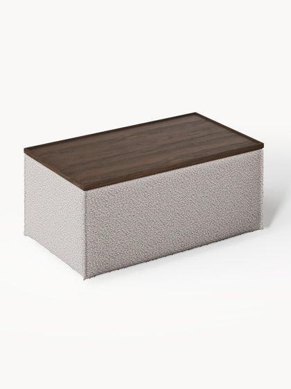 Westwing Reposapiés Puf En Tejido Bouclé Con Espacio De Almacenamiento Lennon