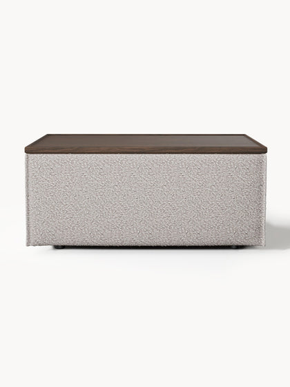 Westwing Reposapiés Puf En Tejido Bouclé Con Espacio De Almacenamiento Lennon