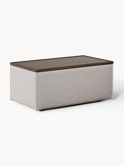 Westwing Reposapiés puf en tejido bouclé con espacio de almacenamiento Lennon