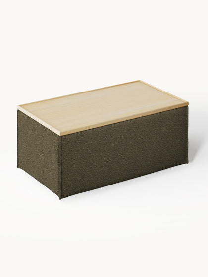 Westwing Reposapiés Puf En Tejido Bouclé Con Espacio De Almacenamiento Lennon