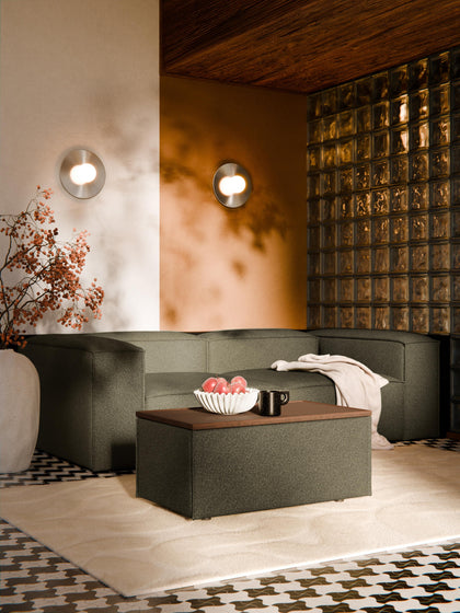 Westwing Reposapiés Puf En Tejido Bouclé Con Espacio De Almacenamiento Lennon