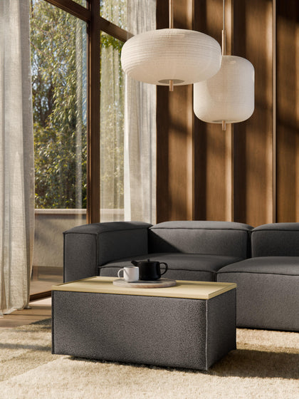 Westwing Reposapiés Puf En Tejido Bouclé Con Espacio De Almacenamiento Lennon