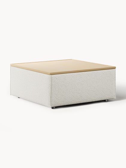 Westwing Reposapiés puf en tejido bouclé con espacio de almacenamiento Lennon