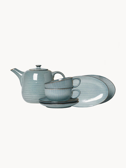 Westwing Servicio de té artesanal Nordic Vanilla 2 comensales (7 pzas.)
