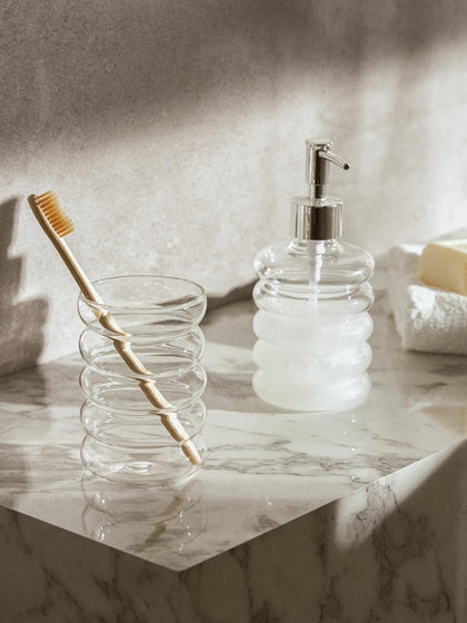Westwing Set De Accesorios De Baño De Vidrio Soplado Artesanalmente Bubbly 2 uds