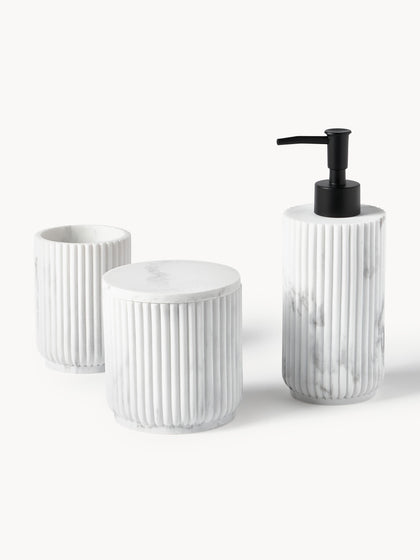 Westwing Set de accesorios de baño en look mármol Kacie 3 pzas