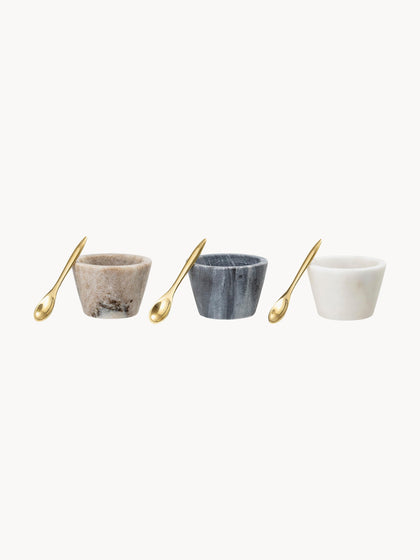 Westwing Set De Cuencos De Mármol Con Cucharitas Janina 3 uds