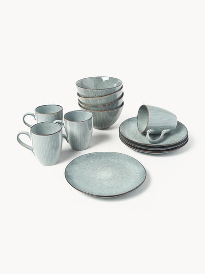 Westwing Set de desayuno artesanal Nordic Sea 4 comensales (12 pzas.)