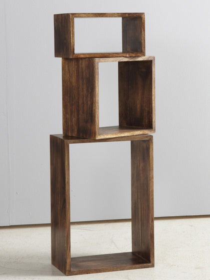 Westwing Set De Estantes De Pared De Madera De Mango Nisse 3 uds