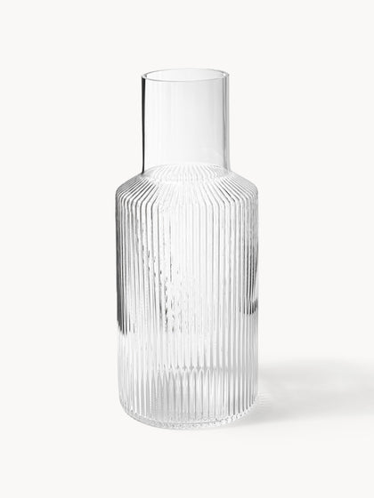 Westwing Set De Jarra De Agua Pequeña Con Vaso De Vidrio Soplado Ripple 2 Pzas