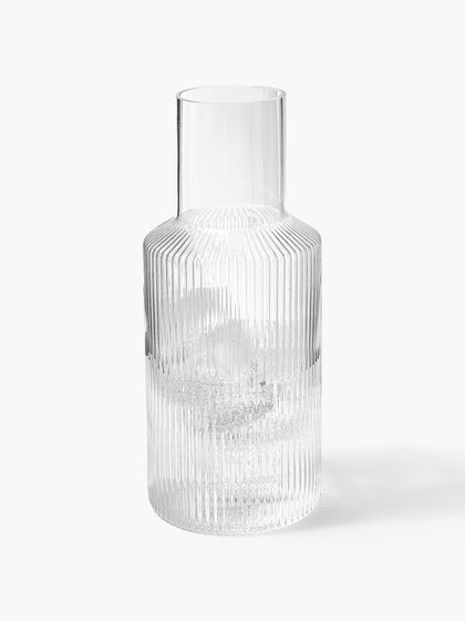 Westwing Set De Jarra De Agua Pequeña Con Vaso De Vidrio Soplado Ripple 2 Pzas