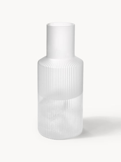 Westwing Set De Jarra De Agua Pequeña Con Vaso De Vidrio Soplado Ripple 2 Pzas