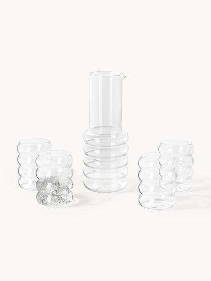 Westwing Set de jarra y vasos soplado Bubbly 5 pzas