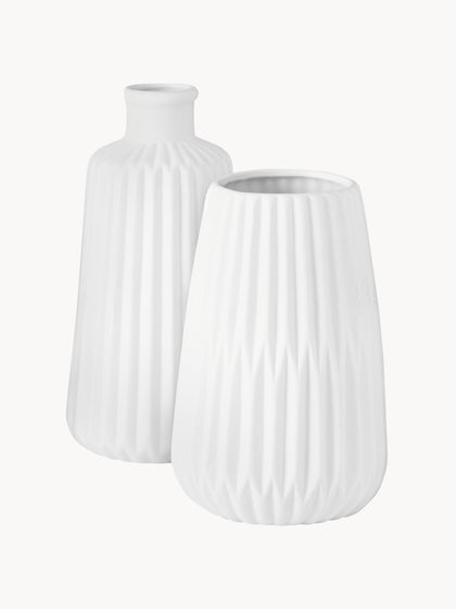 Westwing Set de jarrones de porcena con relieve Esko 2 uds